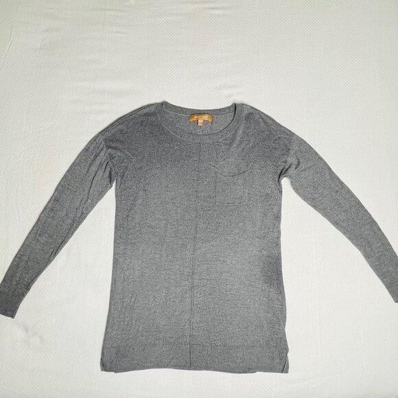 Ellen Tracy Charcoal Gray Crew Neck Sweater with Pocket (Medium) - Picture 3 of 8